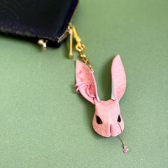 Pink Snakeskin & Lambskin Bunny Bag Charm — product photograph 6