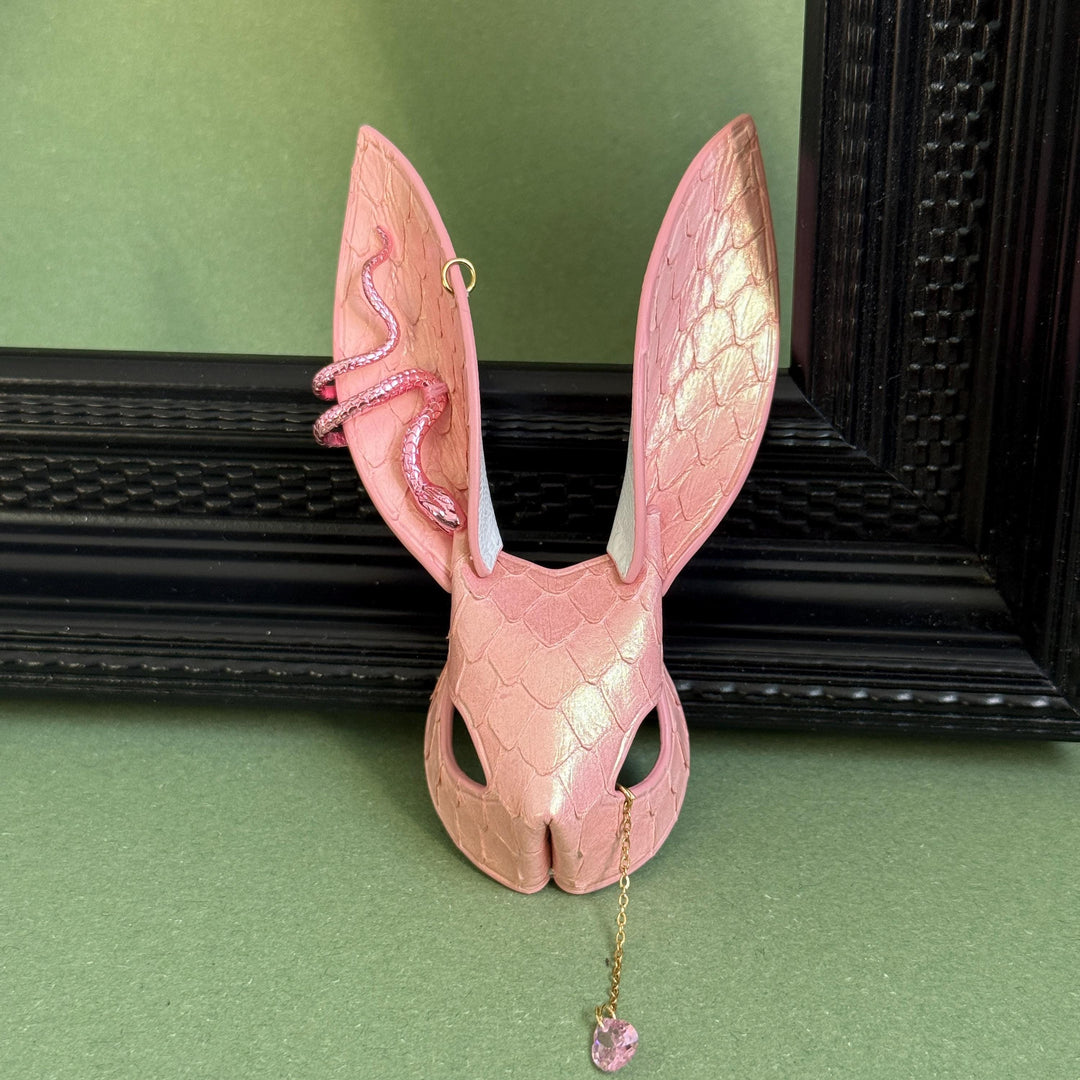 Pink Snakeskin & Lambskin Bunny Bag Charm — product photograph 10