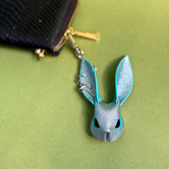 Silver-Blue Metallic Lambskin Bunny Bag Charm — product photograph 6