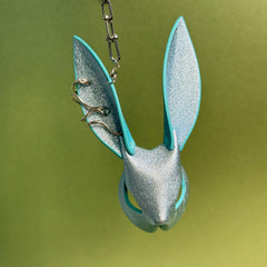 Silver-Blue Metallic Lambskin Bunny Bag Charm — product photograph 10