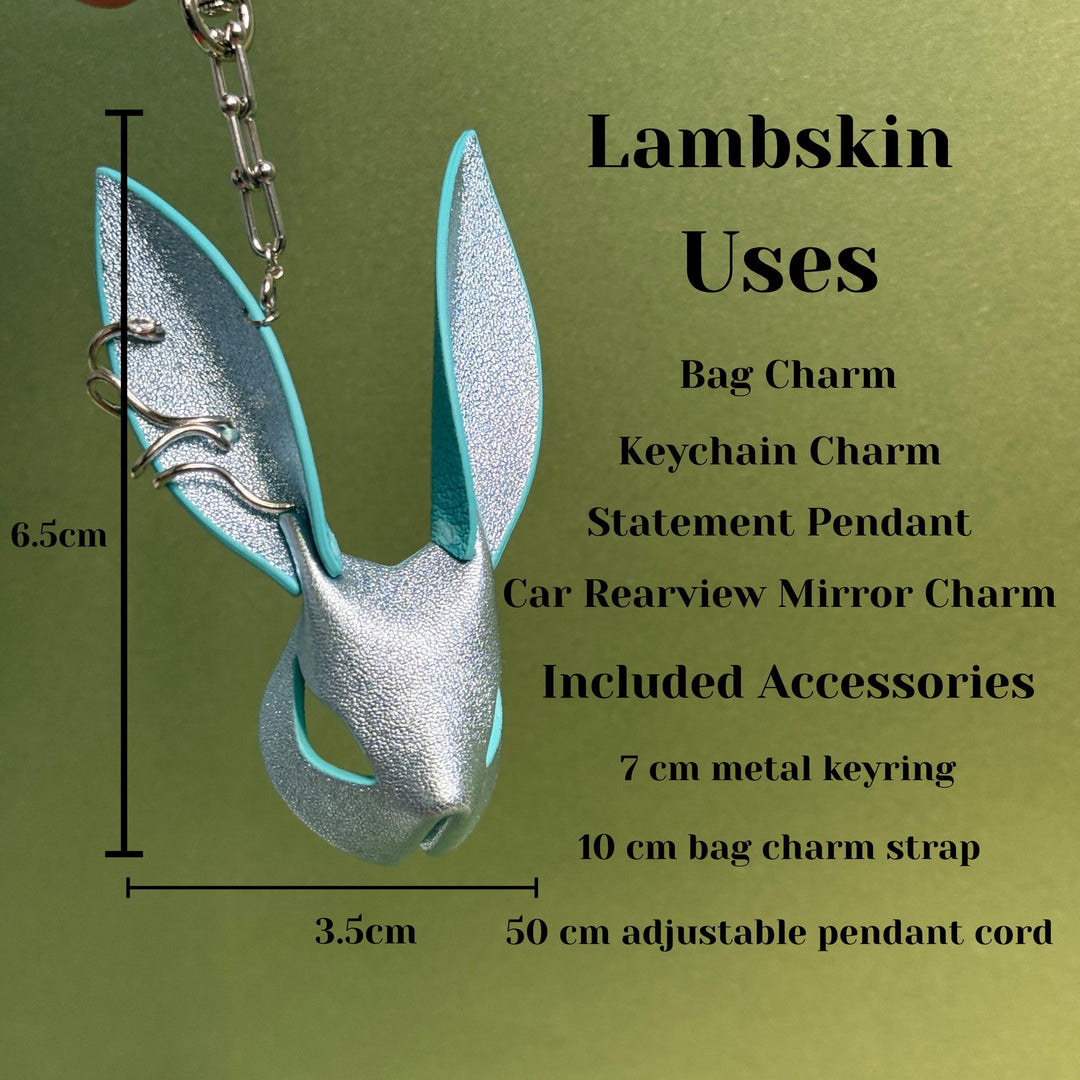 Silver-Blue Metallic Lambskin Bunny Bag Charm — product photograph 7