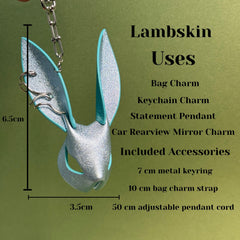 Silver-Blue Metallic Lambskin Bunny Bag Charm — product photograph 7