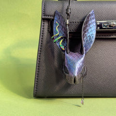 Blue-Purple Rainbow Snakeskin Bunny Bag Charm — product photograph 1