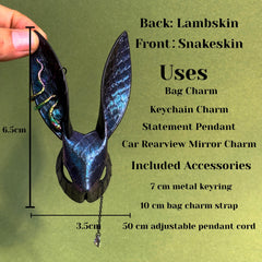 Blue-Purple Rainbow Snakeskin Bunny Bag Charm — product photograph 6