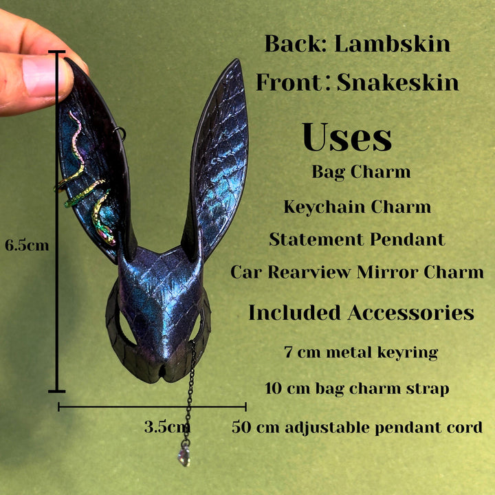 Blue-Purple Rainbow Snakeskin Bunny Bag Charm — product photograph 6