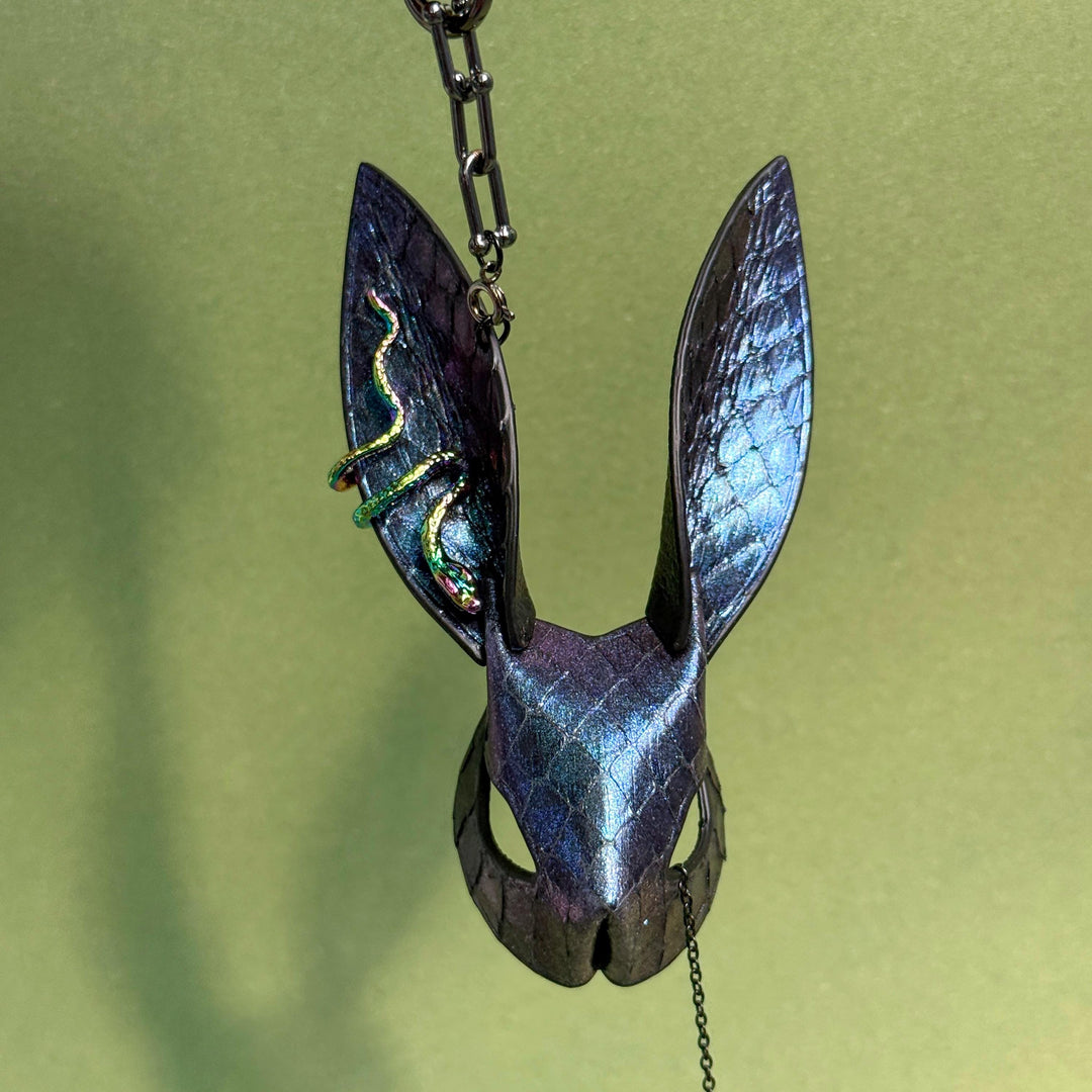 Blue-Purple Rainbow Snakeskin Bunny Bag Charm — product photograph 10
