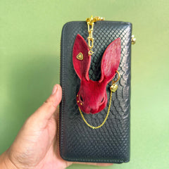 Burgundy Horsehair Leather Bunny Bag Charm — product photograph 8