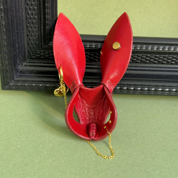 Burgundy Horsehair Leather Bunny Bag Charm — product photograph 15