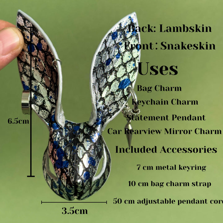 Cyberpunk Snakeskin Bunny Bag Charm — product photograph 5