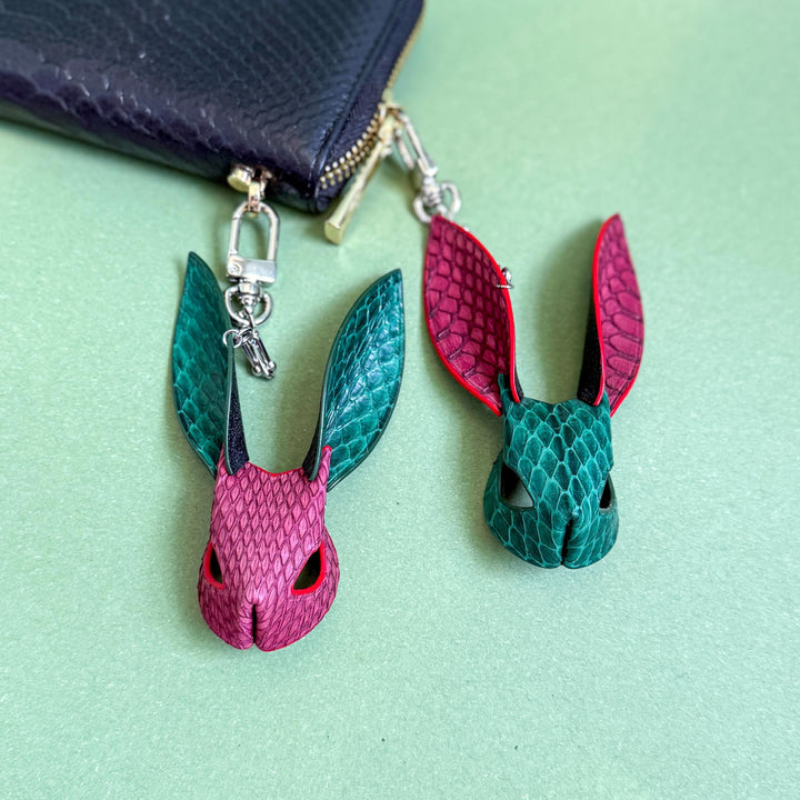 Colorblock Snakeskin Bunny Bag Charm — product photograph 6