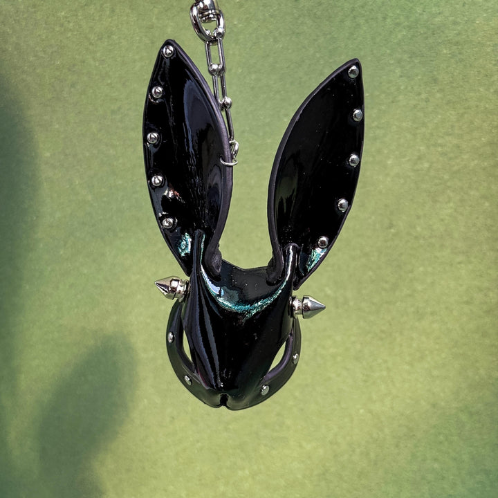 Glossy Black Lambskin Bunny Bag Charm — product photograph 7