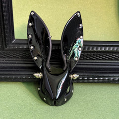 Glossy Black Lambskin Bunny Bag Charm — product photograph 8