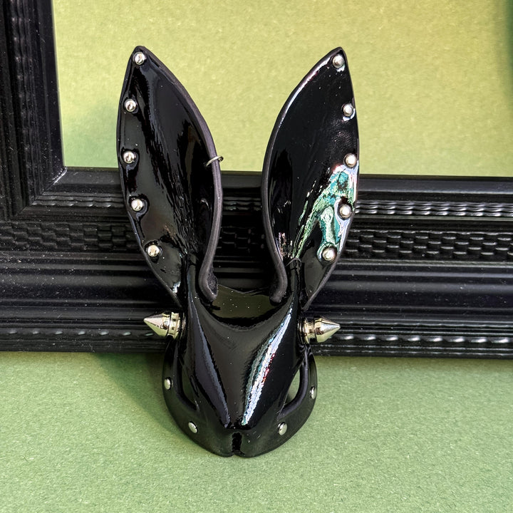 Glossy Black Lambskin Bunny Bag Charm — product photograph 8