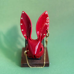 Glossy Red Lambskin Bunny Bag Charm — product photograph 4