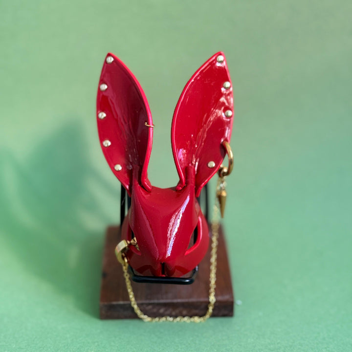 Glossy Red Lambskin Bunny Bag Charm — product photograph 4