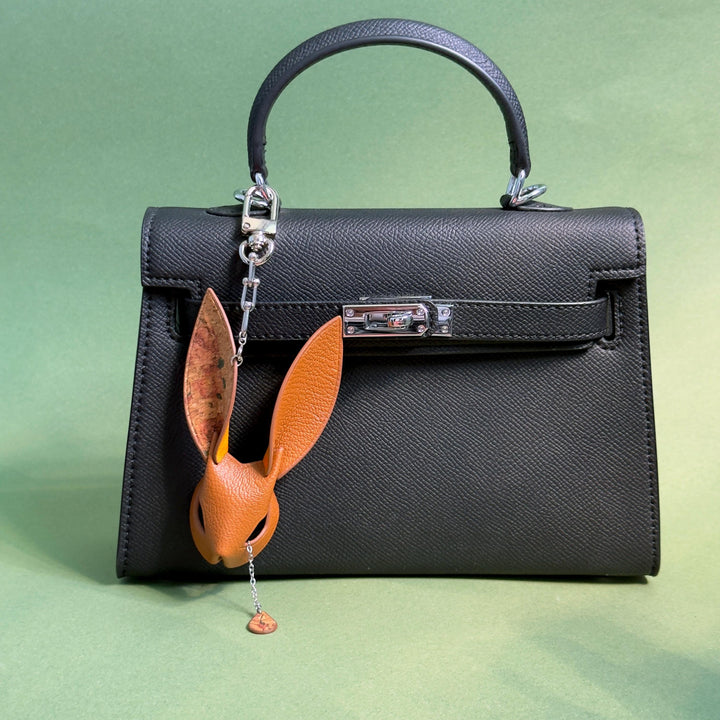 Brown Lambskin & Cork Bunny Bag Charm — product photograph 2