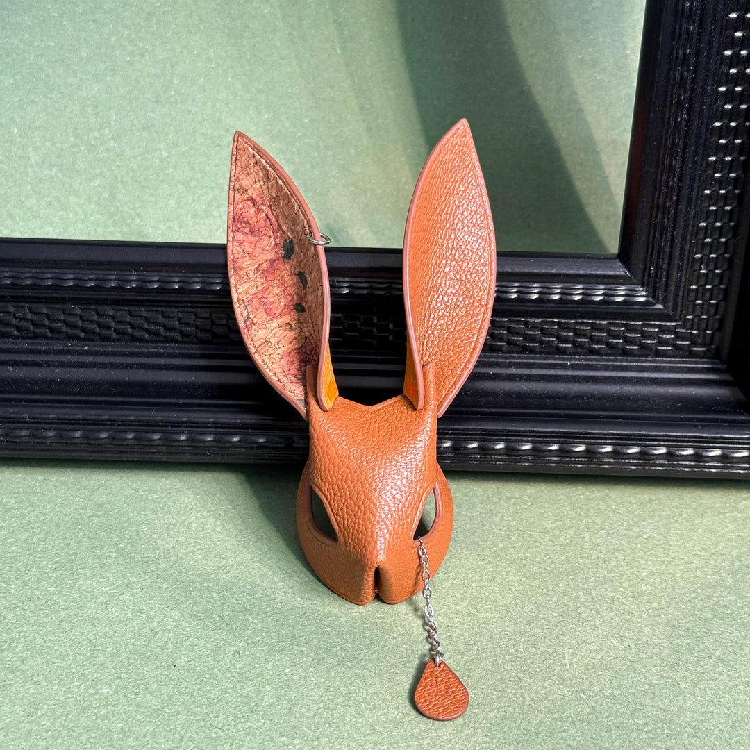 Brown Lambskin & Cork Bunny Bag Charm — product photograph 7