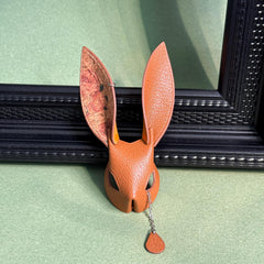 Brown Lambskin & Cork Bunny Bag Charm — product photograph 7