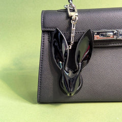 Custom Black Lambskin Bunny Bag Charm — product photograph 1
