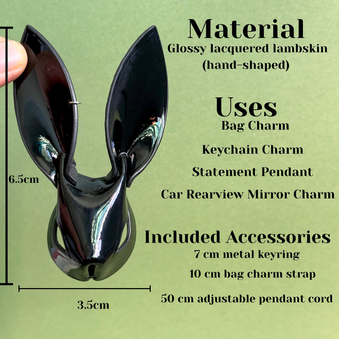 Custom Black Lambskin Bunny Bag Charm — product photograph 7