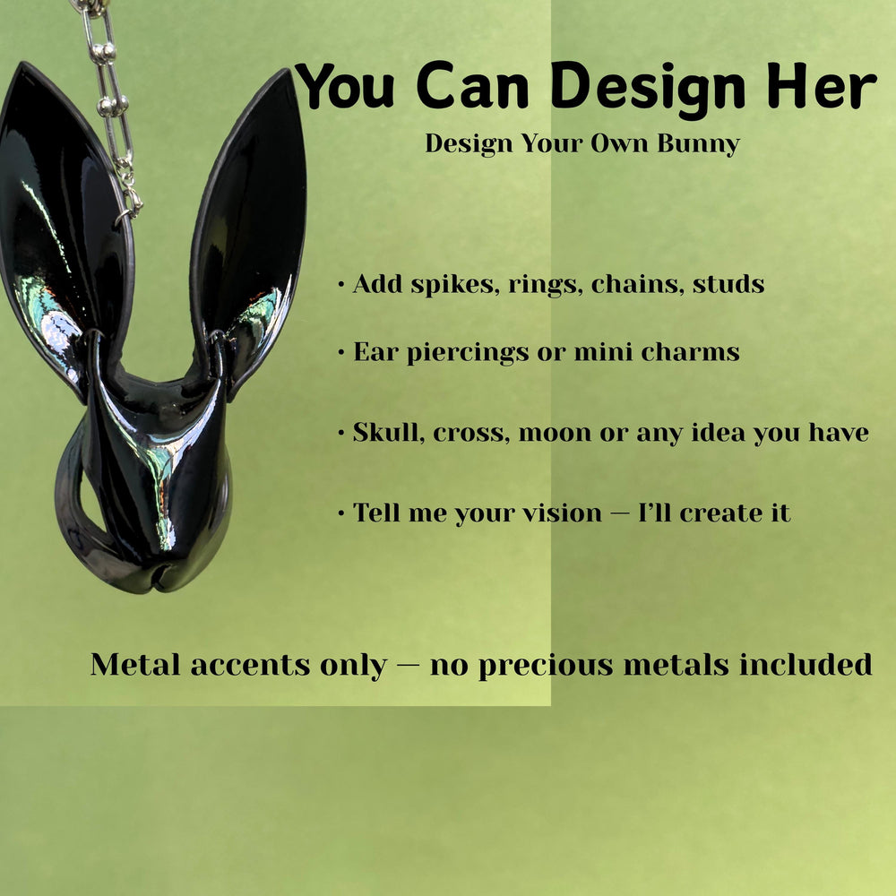 Custom Black Lambskin Bunny Bag Charm — product photograph 2