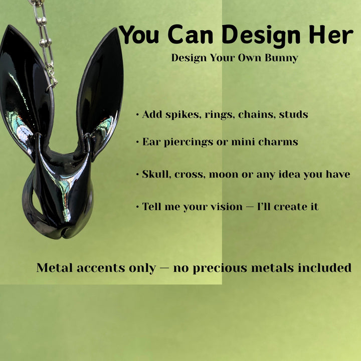 Custom Black Lambskin Bunny Bag Charm — product photograph 2