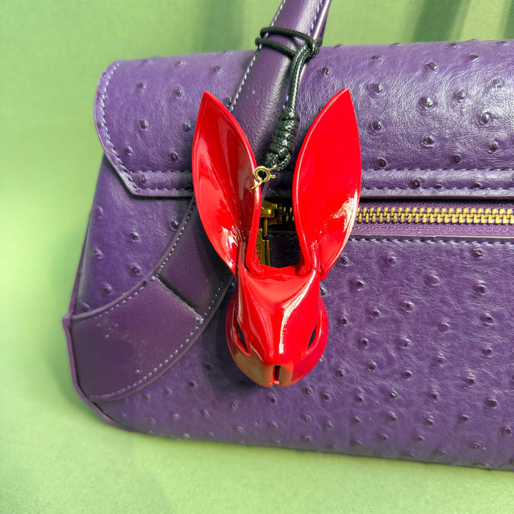 Custom Red Lambskin Bunny Bag Charm — product photograph 5