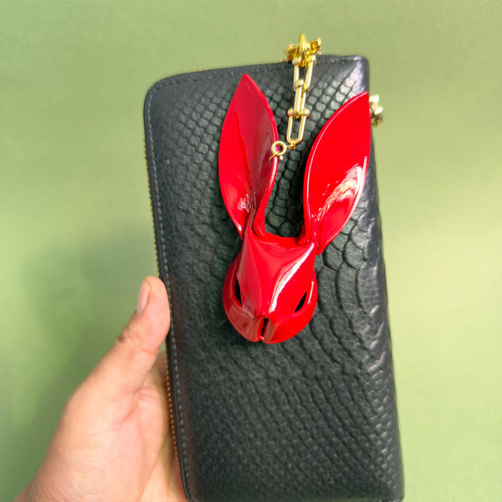 Custom Red Lambskin Bunny Bag Charm — product photograph 6
