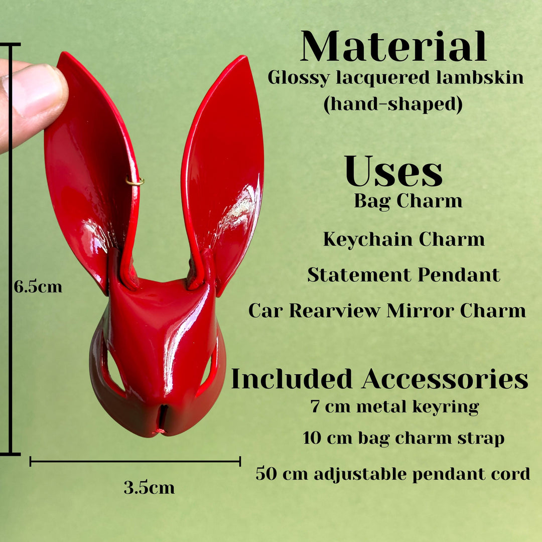Custom Red Lambskin Bunny Bag Charm — product photograph 7
