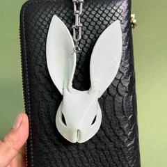 Custom White Lambskin Bunny Bag Charm — product photograph 5