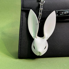 Custom White Lambskin Bunny Bag Charm — product photograph 1