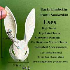 Fairycore White Snakeskin Bunny Bag Charm — product photograph 5