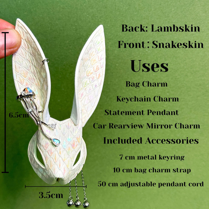 Fairycore White Snakeskin Bunny Bag Charm — product photograph 5