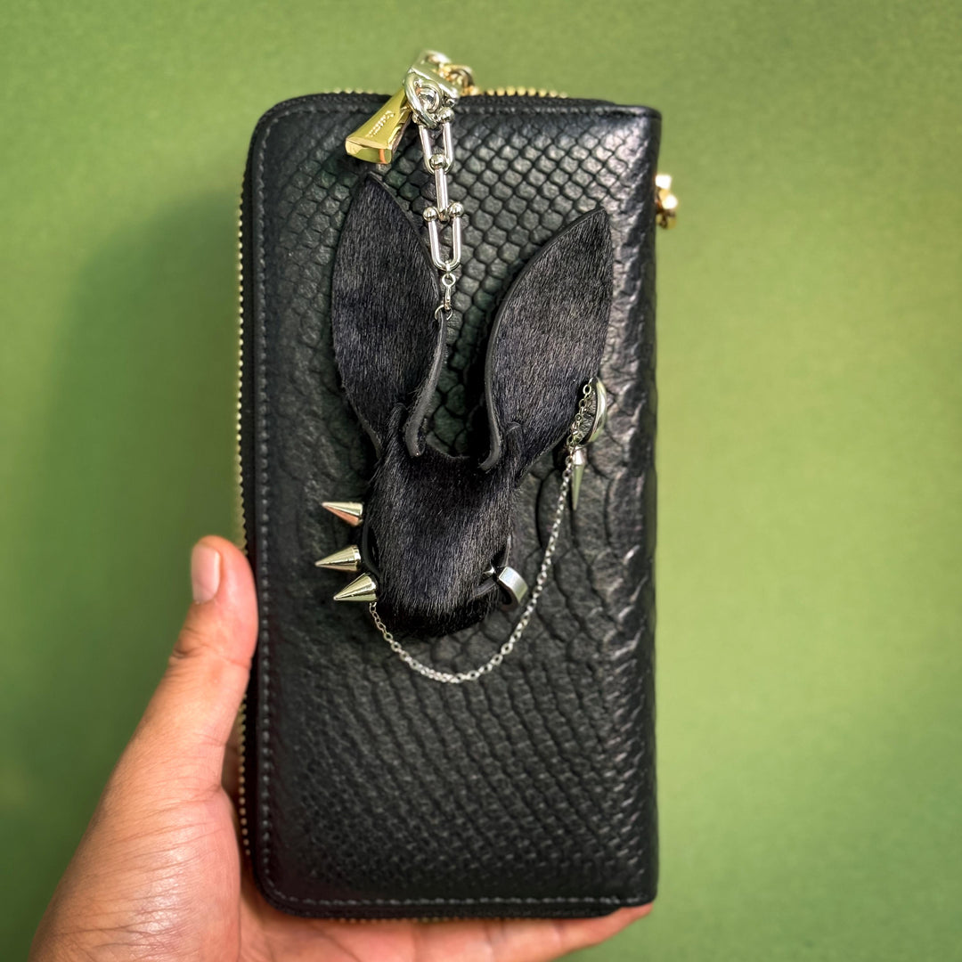 Dark Gothic Horsehair Bunny Bag Charm — product photograph 4