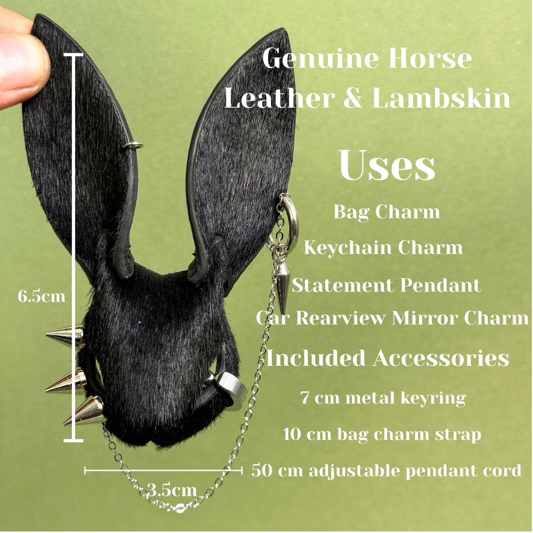 Dark Gothic Horsehair Bunny Bag Charm — product photograph 7
