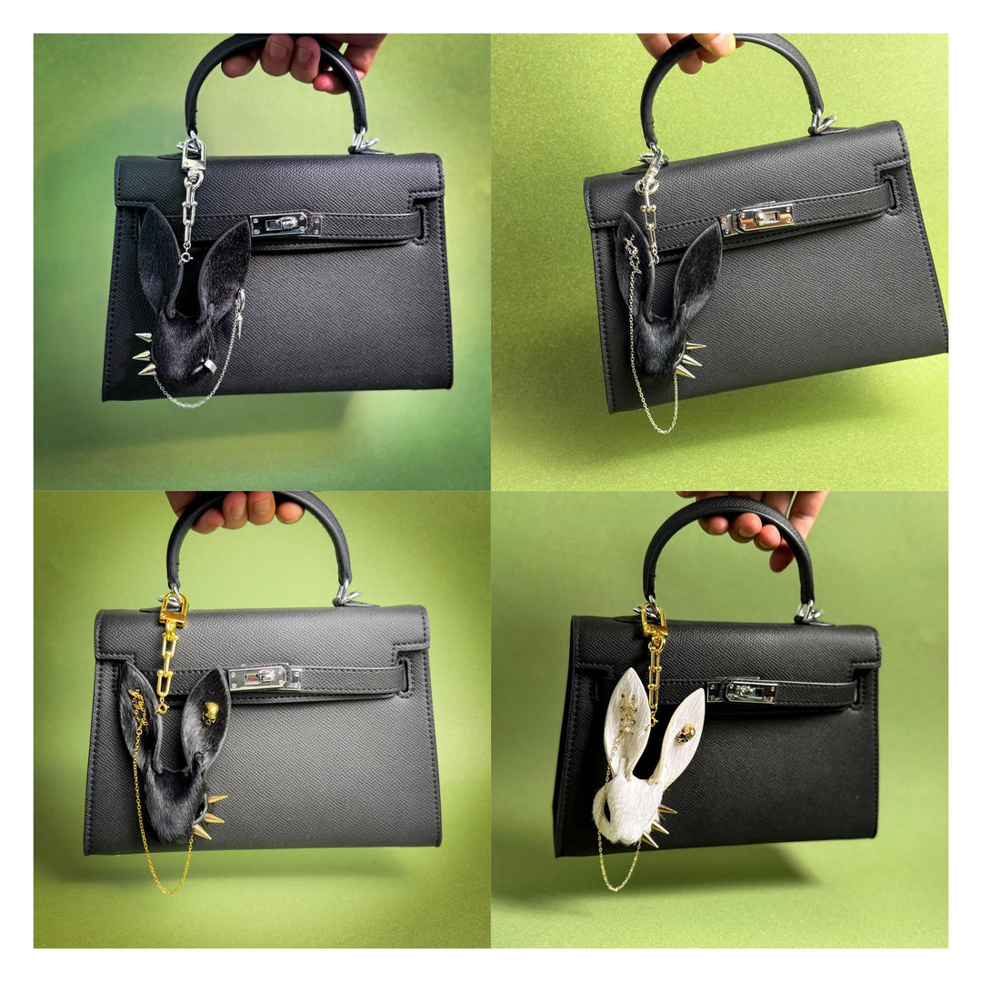 Dark Gothic Horsehair Bunny Bag Charm — product photograph 6