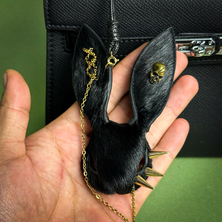 Dark Gothic Horsehair Bunny Bag Charm — product photograph 12