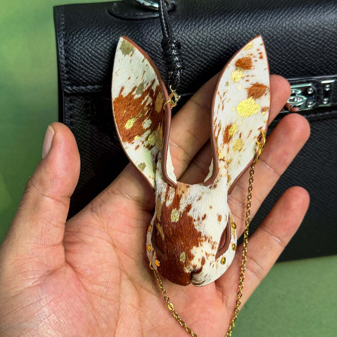 Cream & Chestnut Horsehair Bunny Bag Charm — product photograph 4