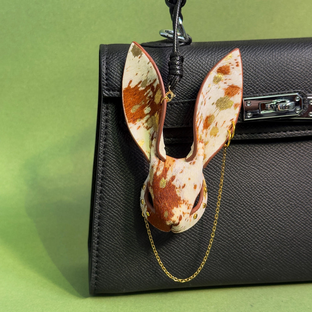 Cream & Chestnut Horsehair Bunny Bag Charm — product photograph 1