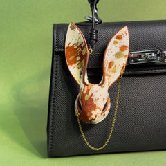 Cream & Chestnut Horsehair Bunny Bag Charm — product photograph 1