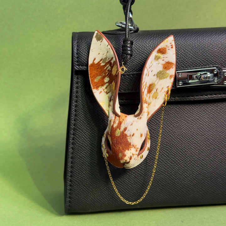 Cream & Chestnut Horsehair Bunny Bag Charm — product photograph 1