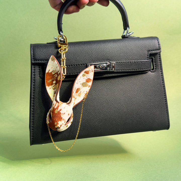 Cream & Chestnut Horsehair Bunny Bag Charm — product photograph 2