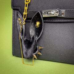 Black Gothic Leather Bunny Bag Charm — product photograph 5