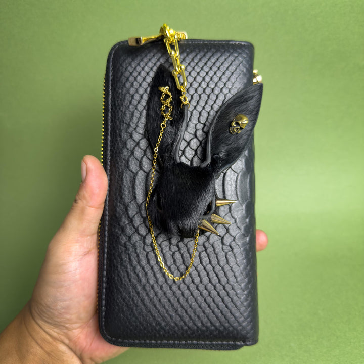 Black Gothic Leather Bunny Bag Charm — product photograph 3