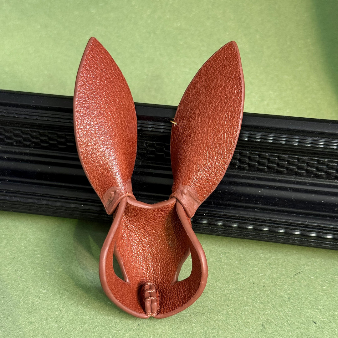 Minimalist Brown Lambskin Bunny Bag Charm — product photograph 10