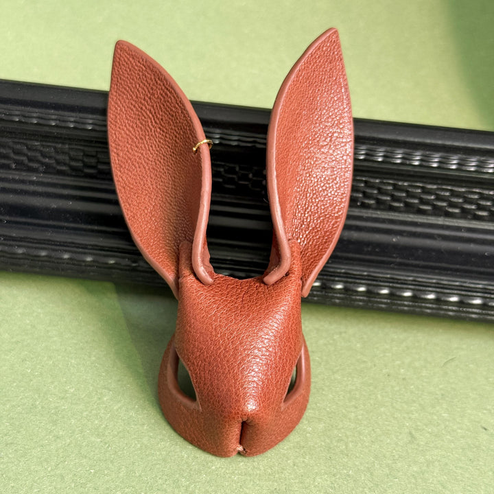 Minimalist Brown Lambskin Bunny Bag Charm — product photograph 9