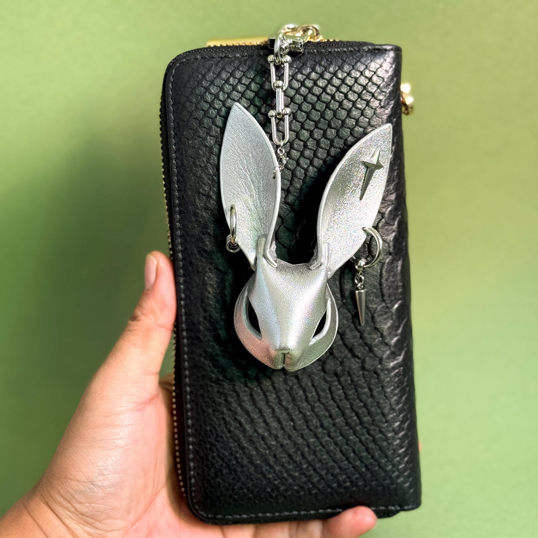 Silver Lambskin Bunny Bag Charm — product photograph 4