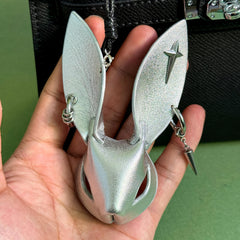 Silver Lambskin Bunny Bag Charm — product photograph 3