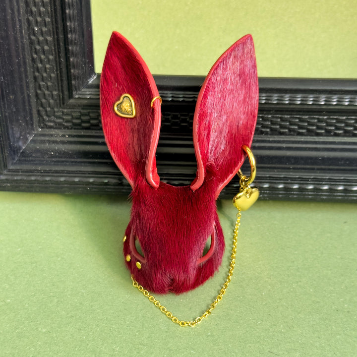 Burgundy Horsehair Leather Bunny Bag Charm — product photograph 14