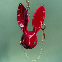 Glossy Red Lambskin Bunny Bag Charm — product photograph 6